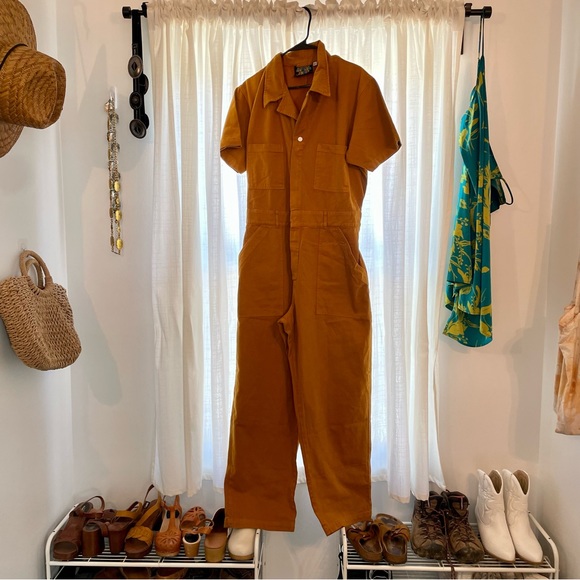 Big Bud Press Pants & Jumpsuits Big Bud Press Short Sleeve Jumpsuit In Spicy Mustard Poshmark